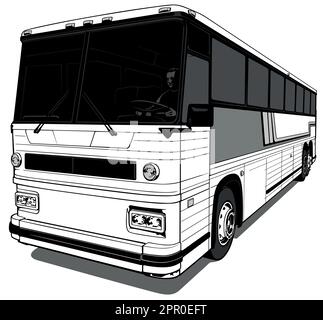 Zeichnung eines amerikanischen Busses aus der Vorderansicht Stock Vektor