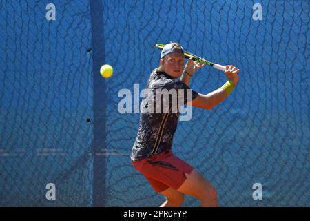 Rom, Italien. 25. April 2023. Jelle Sels (NLD) ATP Challenger Roma Garden, 2023. Runde am 25. April 2023 im Garden Tennis Club in Rom, Italien, geöffnet am 16. April. Gutschrift: Live Media Publishing Group/Alamy Live News Stockfoto