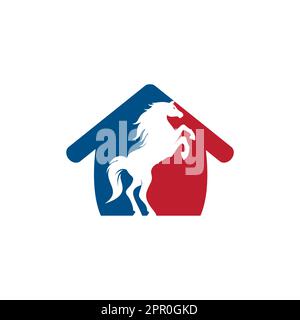 Logo für Pferde und Heimvektoren. Pferdelogo begleitet von Hauskonzepten. Stock Vektor