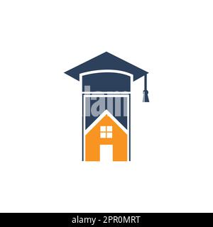 Logo-Design für Hausschulbildung. Vorlage für das Studentenwohnheim-Logo. Stock Vektor