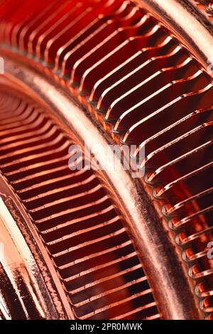 CPU-Luftkühler aus Kupfer, extra Nahaufnahme Stockfoto
