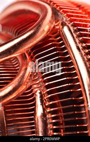 CPU-Kühler mit Heatpipes, zusätzliche Großaufnahme Stockfoto