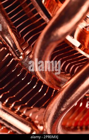 CPU-Kühler mit Heatpipes, Nahaufnahme Stockfoto