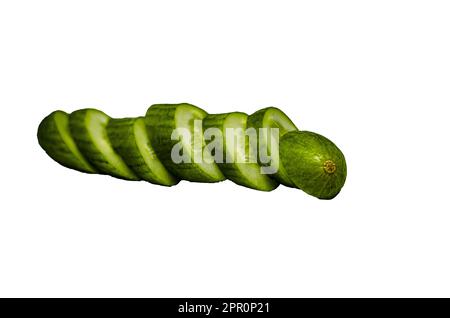 Gurkenscheiben im Side View, frisches Bio-Gemüse Stockfoto