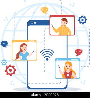 Intranet-Internet-Netzwerk-Verbindungstechnologie zur Weitergabe vertraulicher Unternehmensinformationen in handgezeichneter Cartoon-Grafik Stock Vektor