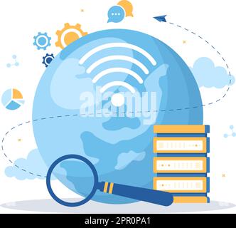 Intranet-Internet-Netzwerk-Verbindungstechnologie zur Weitergabe vertraulicher Unternehmensinformationen in handgezeichneter Cartoon-Grafik Stock Vektor