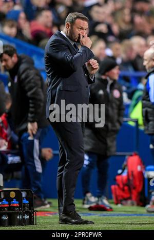 Blackburn, Großbritannien. 19. April 2023. Bolton Wanderers Manager Ian Evatt während des Sky Bet Championship-Spiels Blackburn Rovers gegen Coventry City in Ewood Park, Blackburn, Großbritannien, 19. April 2023 (Foto von Ben Roberts/News Images) in Blackburn, Großbritannien, am 4./19. April 2023. (Foto: Ben Roberts/News Images/Sipa USA) Guthaben: SIPA USA/Alamy Live News Stockfoto