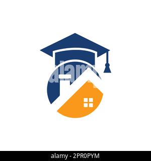 Logo-Design für Hausschulbildung. Vorlage für das Studentenwohnheim-Logo. Stock Vektor