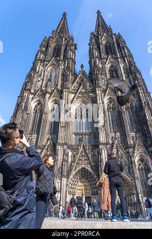 Dom Platz, Kölner Dom, Touristen, Fotos von sich selbst machen, Köln NRW, Deutschland, Stockfoto