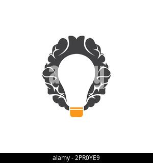 Logo mit Birne und Gehirn. Kreative Glühbirne Idee Gehirn Vektorsymbol. Stock Vektor
