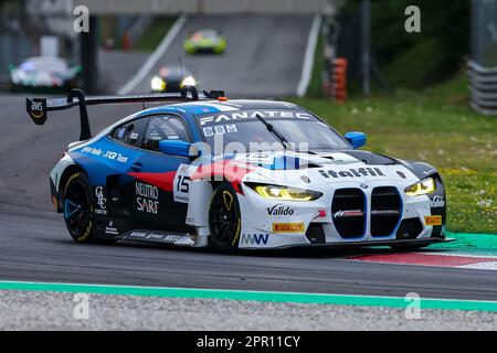 Monza, Italien. 21. April 2023. BMW M4 GT3 Team BMW Italia Ceccato Racing von Stefano Comandini, Marco Casara und Francesco Guerra fährt während der Fanatec GT World Challenge Europe Monza auf der Autodromo Nazionale Monza in Monza. (Foto: Fabrizio Carabelli/SOPA Images/Sipa USA) Guthaben: SIPA USA/Alamy Live News Stockfoto