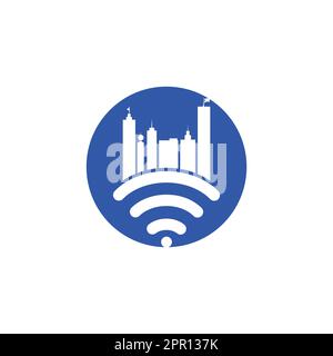 Smart City Tech Vector Logo-Design. Designkonzept für das Internet-Logo der Stadt. Stock Vektor