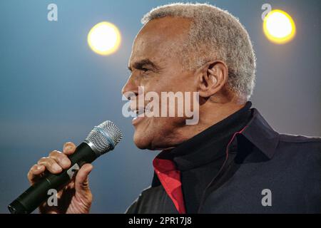 Leipzig, 12-19-2002, Harry Belafonte bei der ARD Wohltätigkeitsgala "Jose Carreras-Gala 2002", Leipzig, 19. Dezember 2002. Stockfoto