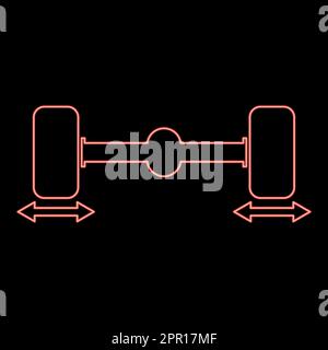 Neon feste Fahrzeugräder Computer Radauswuchtmaschine Symbol rote Farbe Vektor Abbildung flacher Stil Stock Vektor