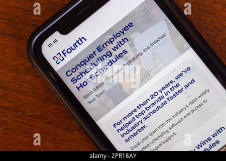 HotSchedules (vierte)-Website auf einem iPhone. HotSchedules ist eine webbasierte Schichtmanagementanwendung des texanischen Unternehmens hotschedules, inc Stockfoto