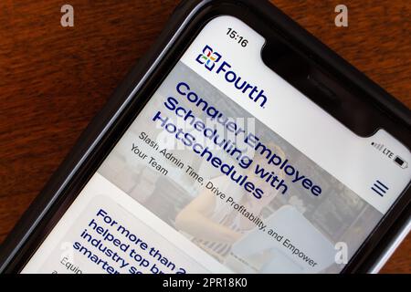 HotSchedules (vierte)-Website auf einem iPhone. HotSchedules ist eine webbasierte Schichtmanagementanwendung des texanischen Unternehmens hotschedules, inc Stockfoto