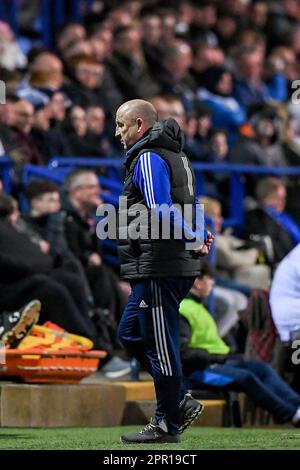 Bolton, Großbritannien. 25. April 2023. Accrington Stanley Manager John Coleman während des Spiels der Sky Bet League 1 zwischen Bolton Wanderers und Accrington Stanley an der University of Bolton Stadium, Bolton, Großbritannien, 25. April 2023 (Foto von Ben Roberts/News Images) in Bolton, Großbritannien, am 4./25. April 2023. (Foto: Ben Roberts/News Images/Sipa USA) Guthaben: SIPA USA/Alamy Live News Stockfoto