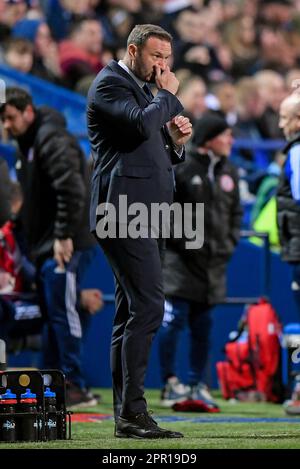 Bolton, Großbritannien. 25. April 2023. olton Wanderers Manager Ian Evatt während des Spiels der Sky Bet League 1 zwischen Bolton Wanderers und Accrington Stanley an der University of Bolton Stadium, Bolton, Großbritannien, 25. April 2023 (Foto von Ben Roberts/News Images) in Bolton, Großbritannien, am 4./25. April 2023. (Foto: Ben Roberts/News Images/Sipa USA) Guthaben: SIPA USA/Alamy Live News Stockfoto