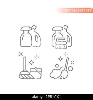 Bereinigung, Ordnung und Sauberkeit Liniensymbol Stock Vektor