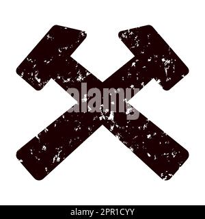 Symbol für Grunge Hammer isoliert auf weißem Hintergrund. Stock Vektor
