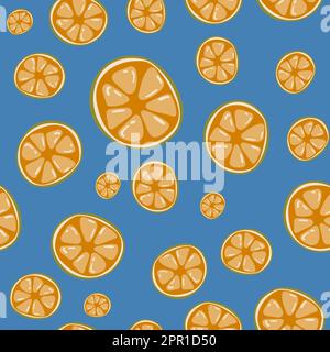 Orange Nahtloses Muster auf blauem Hintergrund Stock Vektor