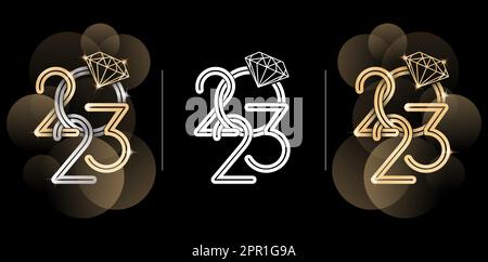 2023 Diamantbuchstabe Stock Vektor