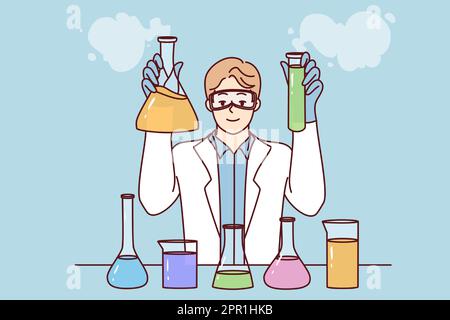 Männliche Forscher machen Experimente im Labor Stock Vektor