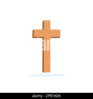 Isoliertes religiöses Kreuz aus Holz. Kirchenartikel Stock Vektor
