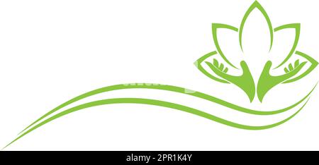 Hände, Blätter, Naturheilkunde, Wellness, Gärtner, Hintergrund Stock Vektor