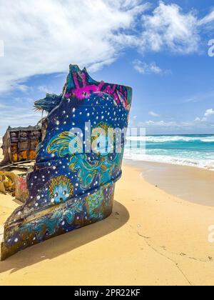 Blick auf den Nunggalan-Strand in Bali, Indonesien Stockfoto