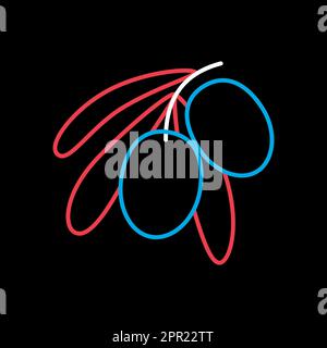 Vektorsymbol für Olivenzweig, Blätter und Oliven Stock Vektor