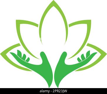 Hände, Blätter, Naturheilkunde, Wellness, Gärtner, Hintergrund Stock Vektor