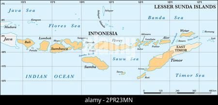 Karte der Kleine Sunda Inseln im Malaiischen Archipel Stock Vektor