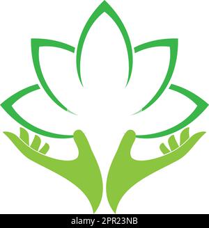 Hände, Blätter, Naturheilkunde, Wellness, Gärtner, Hintergrund Stock Vektor