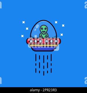 Süße Aliens in ufo Stock Vektor