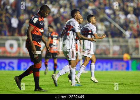 Itu, Brasilien. 25. April 2023. SP - ITU - 25/04/2023 - COPA DO BRASIL 2023, ITUANO X SAO PAULO - Marcos Paulo Spieler von Sao Paulo während eines Spiels gegen Ituano im Novelli Junior Stadion für die Copa do Brasil Meisterschaft 2023. Foto: Marcello Zambrana/AGIF/Sipa USA Kredit: SIPA USA/Alamy Live News Stockfoto