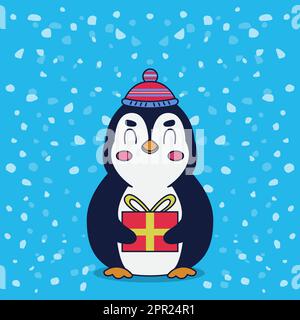 Ein pinguin-Geschenk vom weihnachtsmann Stock Vektor