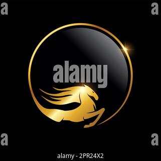 Golden Circle Horse Logo-Vektorsymbol Stock Vektor