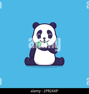 Niedlichen Panda essen Bambusblätter Stock Vektor