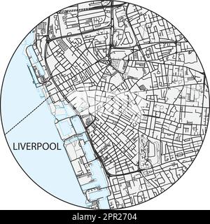 Stadtplan der nordwestenglischen Stadt Liverpool Stock Vektor