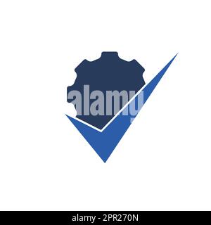 Design des Gear Vector Logos überprüfen. Logo-Design wird geprüft. Stock Vektor