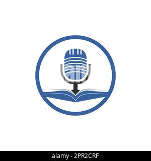 Podcast-Buch-Vektor-Logo. Logo-Konzept des Podcasts für den Bildungsbereich. Stock Vektor