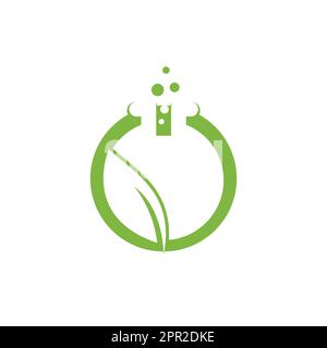 Design mit Vektorlogo für das Öko-Labor. Designkonzept für natürliche Laborlogos. Wissenschaft und Medizin kreatives Symbol. Stock Vektor