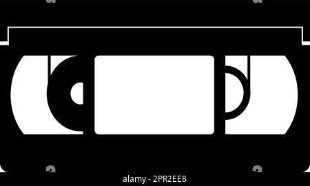 Symbol für VHS-Videokassette auf weißem Hintergrund. VHS-Zeichen. VHS-Bandsymbol. Flacher Stil. Stockfoto