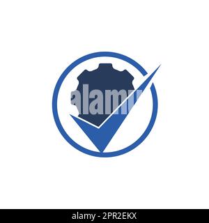 Design des Gear Vector Logos überprüfen. Logo-Design wird geprüft. Stock Vektor