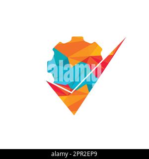 Design des Gear Vector Logos überprüfen. Logo-Design wird geprüft. Stock Vektor