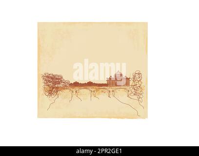 Grunge Hintergrund - Hand zeichnen, Basilica di San Pietro, Vatikan, Rom, Italien Stock Vektor