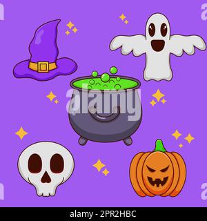 Eine halloween-Element-Ikone-Kollektion Stock Vektor