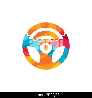 Logo für Lenkrad und Wi-Fi-Signalsymbol. Stock Vektor