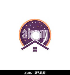 Heim-Donut-Vektor-Logo-Design. Design-Konzept für Bäckerei-Logo. Stock Vektor